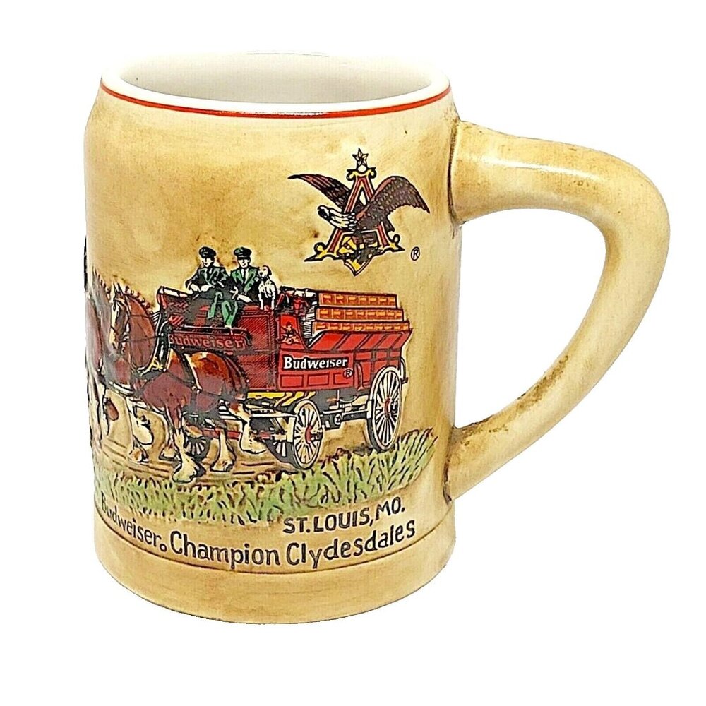 1980 Budweiser Holiday Stein Champion Clydesdales CS19 Ceramarte Brazil 1st Ed
